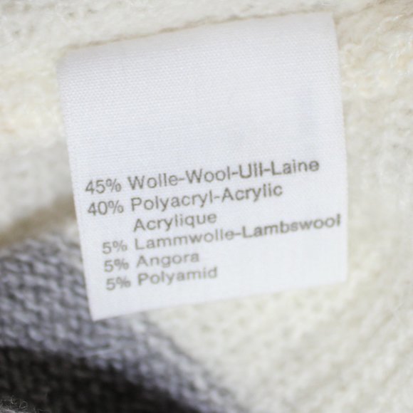 VTG Lucia Grey White Stripes  Cardigan button down  Wool Blended Size Large (12) - Picture 7 of 11